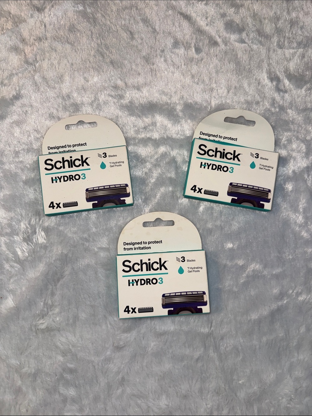 3 pack (4 blades each) Schick Hydro 3 Replacement Razor Cartridges - White/Teal